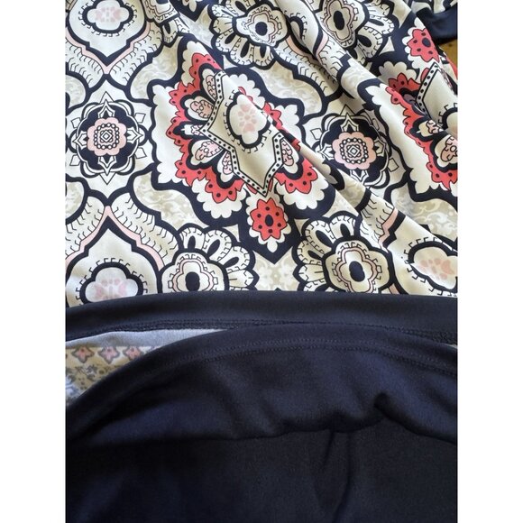 Liz Claiborne Dress Women Size Medium Stretch 3/4 Sleeve Colorful Tie Waist Line - Picture 8 of 12